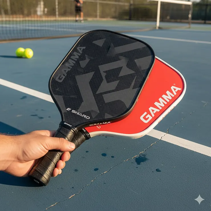 High-quality featured image of Gamma pickleball paddles, showcasing the graphite face and ergonomic grip for serious players.