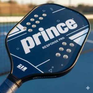 Close-up of the Prince Response Pro paddle, highlighting the polymer honeycomb core and fiberglass face for excellent feel and touch.